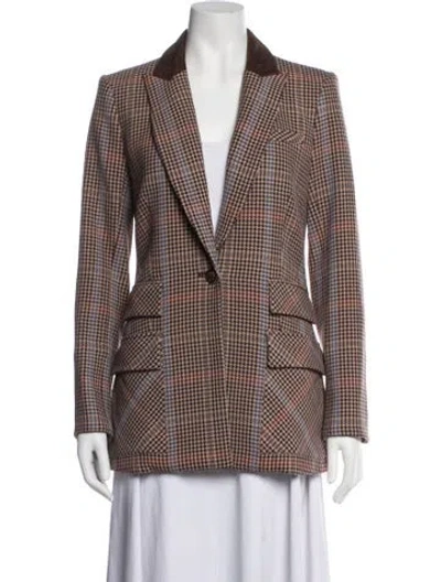 Pre-owned Veronica Beard Plaid Print Blazer In Brown