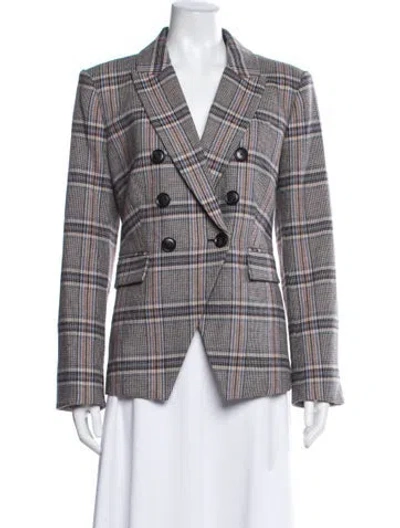 Pre-owned Veronica Beard Plaid Print Blazer In Brown/neutrals