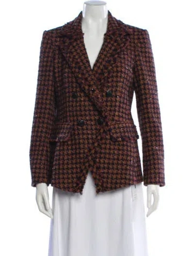 Pre-owned Veronica Beard Plaid Print Blazer In Burgundy