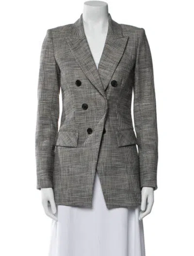 Pre-owned Veronica Beard Plaid Print Blazer In Gray