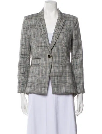 Pre-owned Veronica Beard Plaid Print Blazer In Gray