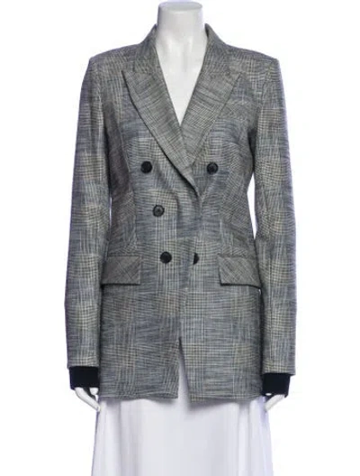Pre-owned Veronica Beard Plaid Print Blazer In Gray