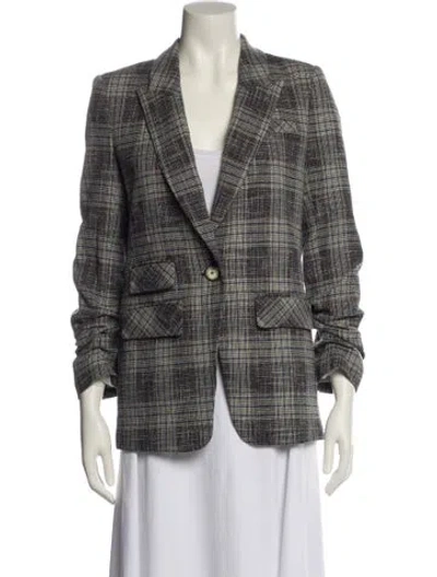 Pre-owned Veronica Beard Plaid Print Blazer In Gray