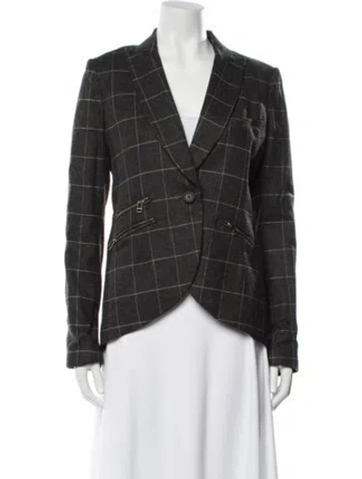 Pre-owned Veronica Beard Plaid Print Blazer In Gray