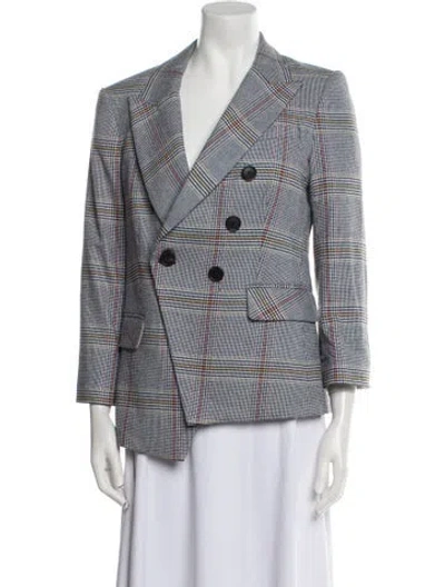 Pre-owned Veronica Beard Plaid Print Blazer In Gray