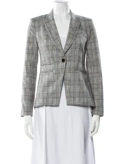 Pre-owned Veronica Beard Plaid Print Blazer In Gray