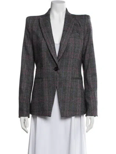 Pre-owned Veronica Beard Plaid Print Blazer In Gray