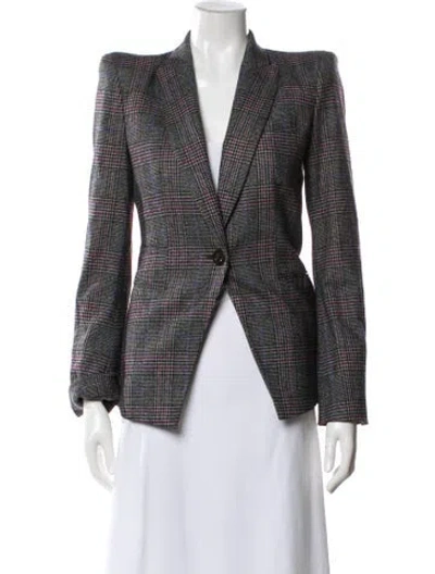 Pre-owned Veronica Beard Plaid Print Blazer In Gray