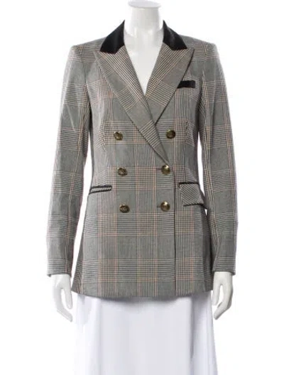 Pre-owned Veronica Beard Plaid Print Blazer In Gray