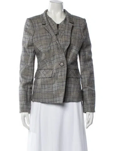 Pre-owned Veronica Beard Plaid Print Blazer In Gray