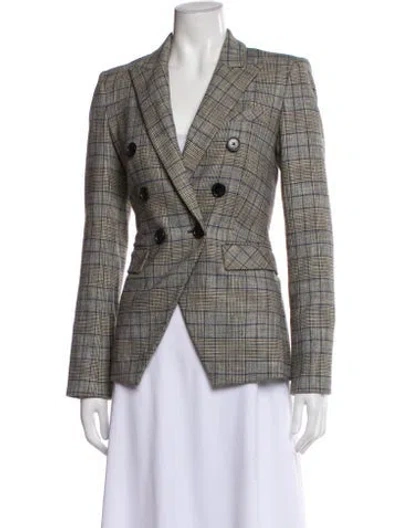 Pre-owned Veronica Beard Plaid Print Blazer In Gray