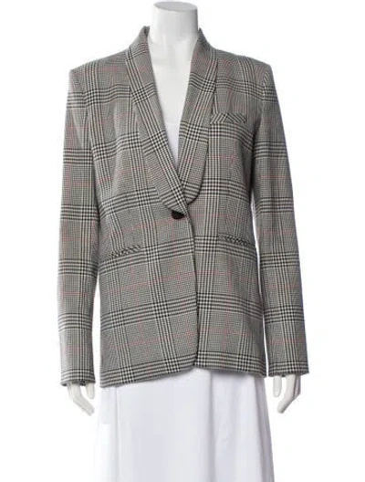 Pre-owned Veronica Beard Plaid Print Blazer In Gray