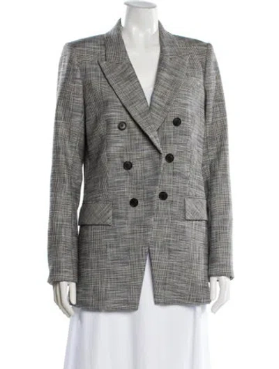 Pre-owned Veronica Beard Plaid Print Blazer In Gray