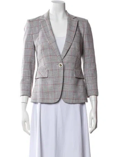 Pre-owned Veronica Beard Plaid Print Blazer In Gray