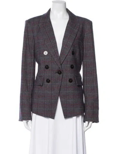 Pre-owned Veronica Beard Plaid Print Blazer In Gray