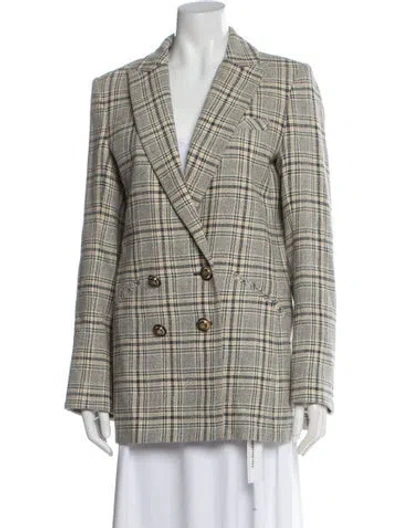 Pre-owned Veronica Beard Plaid Print Blazer In Gray