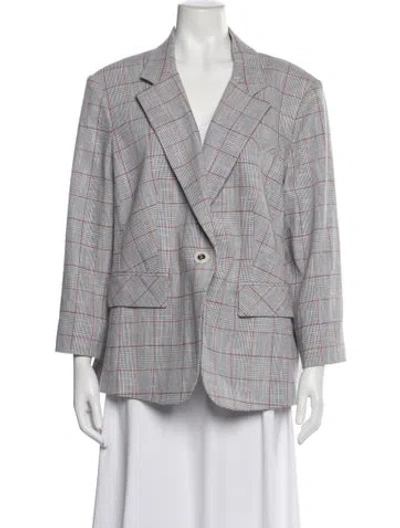 Pre-owned Veronica Beard Plaid Print Blazer In Gray