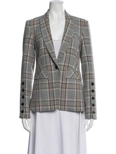 Pre-owned Veronica Beard Plaid Print Blazer In Gray