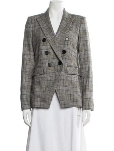 Pre-owned Veronica Beard Plaid Print Blazer In Gray