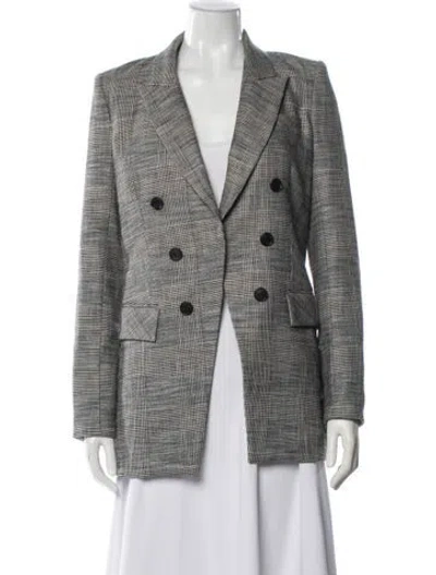 Pre-owned Veronica Beard Plaid Print Blazer In Gray