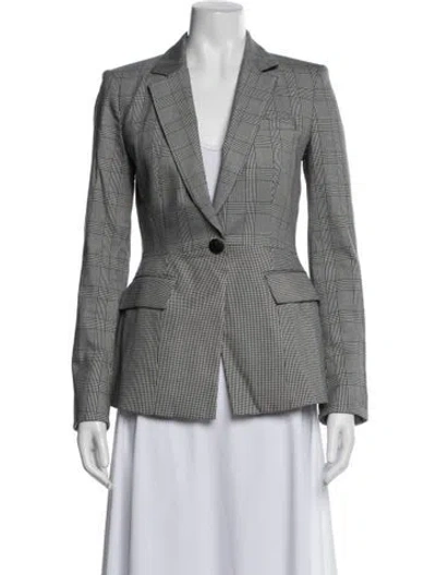 Pre-owned Veronica Beard Plaid Print Blazer In Gray