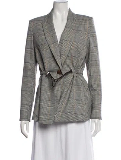 Pre-owned Veronica Beard Plaid Print Blazer In Gray
