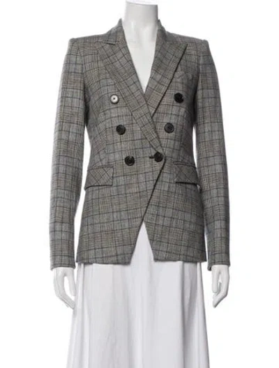 Pre-owned Veronica Beard Plaid Print Blazer In Gray