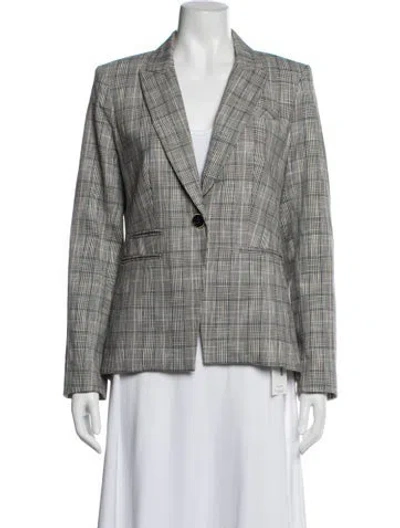 Pre-owned Veronica Beard Plaid Print Blazer In Gray