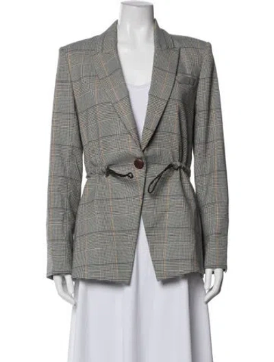 Pre-owned Veronica Beard Plaid Print Blazer In Gray