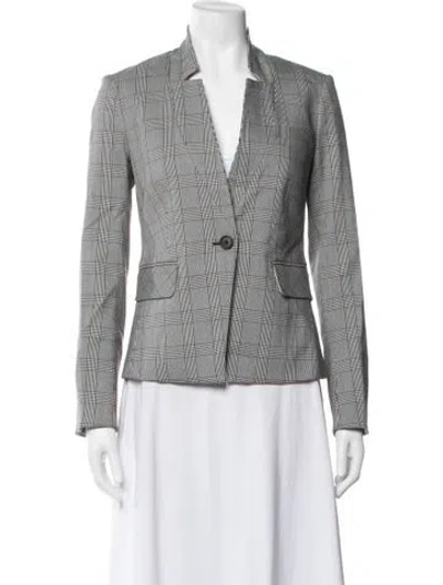 Pre-owned Veronica Beard Plaid Print Blazer In Gray