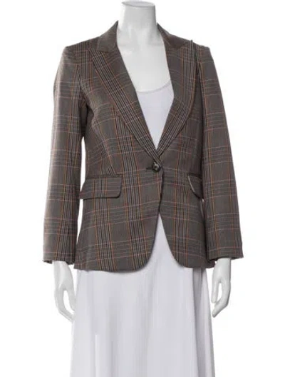 Pre-owned Veronica Beard Plaid Print Blazer In Gray