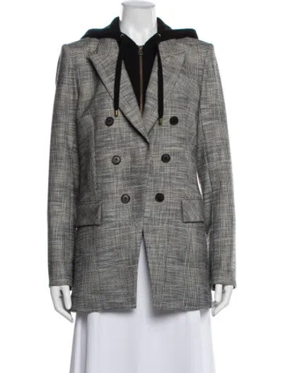 Pre-owned Veronica Beard Plaid Print Blazer In Grey