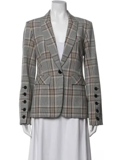 Pre-owned Veronica Beard Plaid Print Blazer In Grey