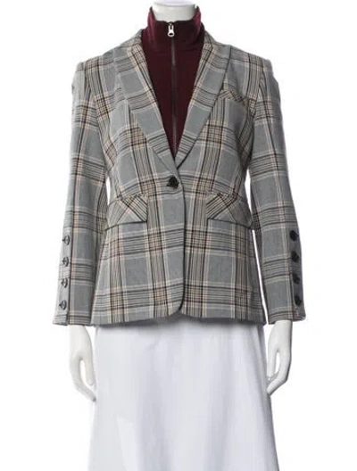 Pre-owned Veronica Beard Plaid Print Blazer In Grey