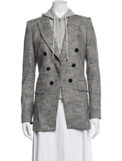 Pre-owned Veronica Beard Plaid Print Blazer In Grey
