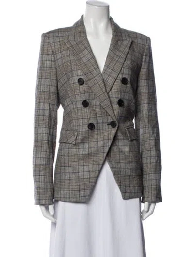 Pre-owned Veronica Beard Plaid Print Blazer In Grey