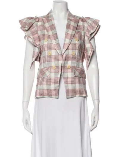 Pre-owned Veronica Beard Plaid Print Blazer In Multi