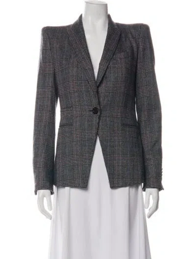 Pre-owned Veronica Beard Plaid Print Blazer In Multi