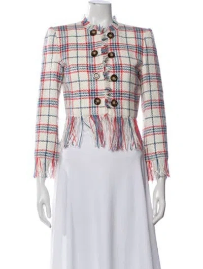 Pre-owned Veronica Beard Plaid Print Blazer In Multi