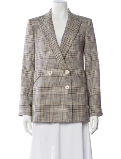 Pre-owned Veronica Beard Plaid Print Blazer In Neutral