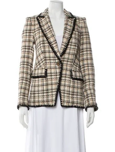 Pre-owned Veronica Beard Plaid Print Blazer In Neutral