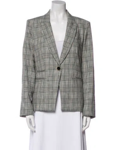 Pre-owned Veronica Beard Plaid Print Blazer In Neutral