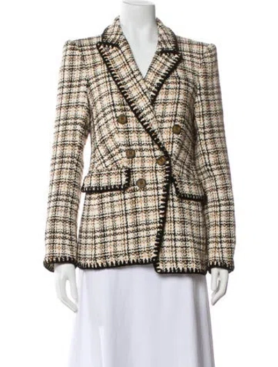 Pre-owned Veronica Beard Plaid Print Blazer In Neutral