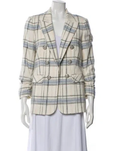 Pre-owned Veronica Beard Plaid Print Blazer In Neutral