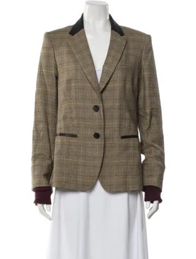 Pre-owned Veronica Beard Plaid Print Blazer In Neutral