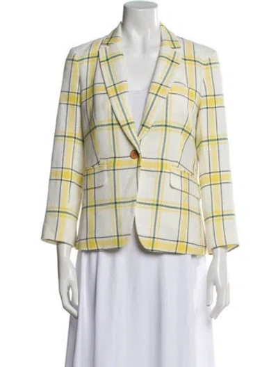 Pre-owned Veronica Beard Plaid Print Blazer In Neutral