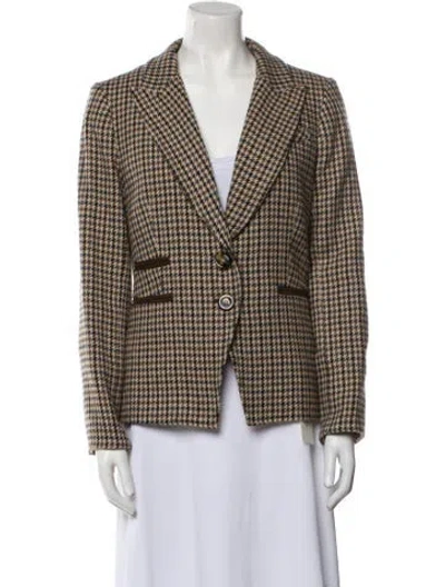 Pre-owned Veronica Beard Plaid Print Blazer In Neutral