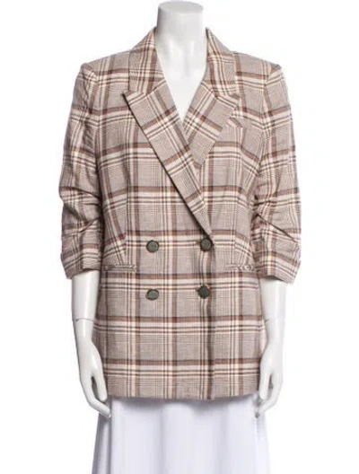 Pre-owned Veronica Beard Plaid Print Blazer In Neutral