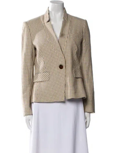 Pre-owned Veronica Beard Plaid Print Blazer In Neutral