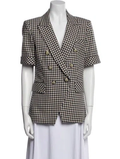 Pre-owned Veronica Beard Plaid Print Blazer In Neutral